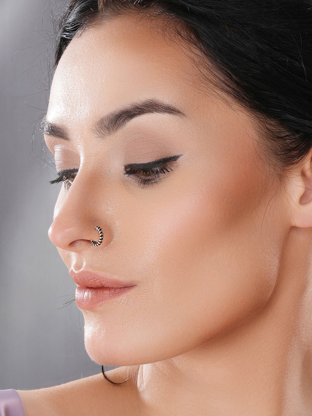 925 Sterling Silver Oxidised Hoop Bali Nose Ring